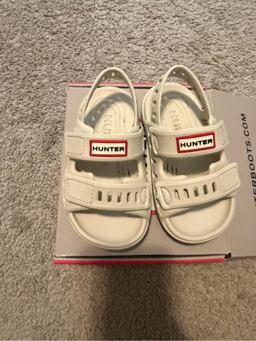 Hunter Kids White Velcro Strap Sandals